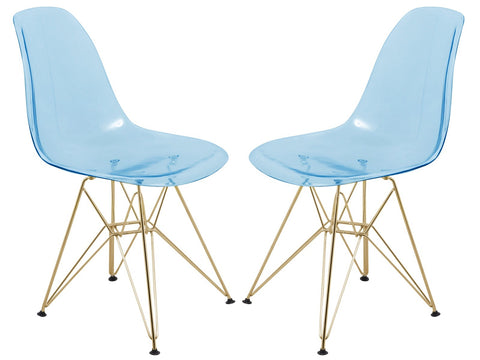 Cresco Modern Molded Eiffel Side Dining Chair with Gold Base Set of 2