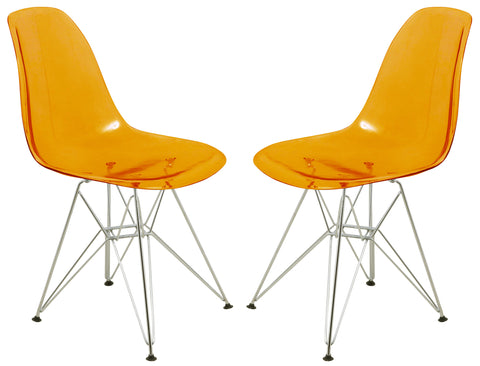 Cresco Molded Plastic Eiffel Side Chair With Chrome Legs Set of 2