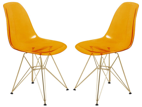 Cresco Modern Molded Eiffel Side Dining Chair with Gold Base Set of 2