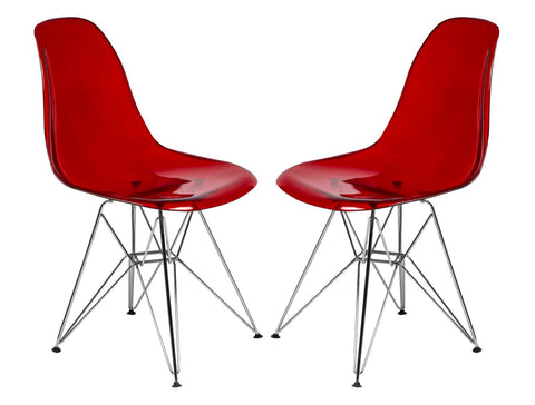 Cresco Molded Plastic Eiffel Side Chair With Chrome Legs Set of 2