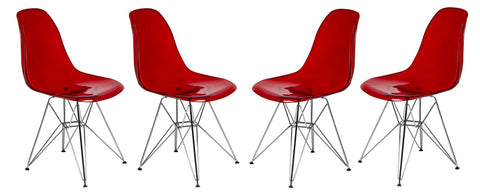 Cresco Molded Plastic Eiffel Side Chair With Chrome Legs Set of 4