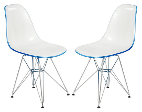 Cresco Molded Plastic Eiffel Side Chair With Chrome Legs Set of 2