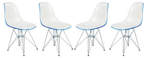 Cresco Molded Plastic Eiffel Side Chair With Chrome Legs Set of 4