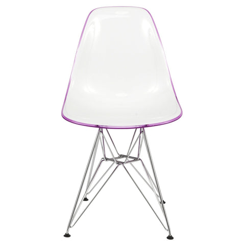 Cresco Molded Plastic Eiffel Side Chair With Chrome Legs Set of 2