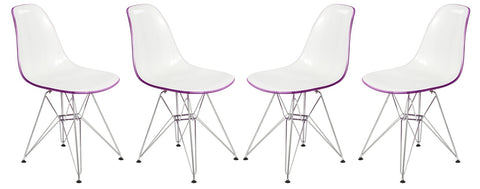 Cresco Molded Plastic Eiffel Side Chair With Chrome Legs Set of 4