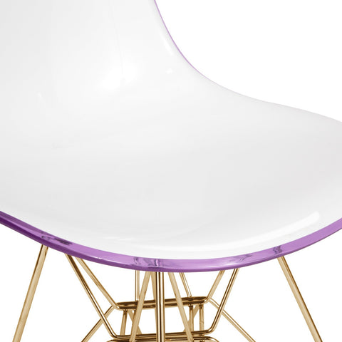 Cresco Modern Molded Eiffel Side Dining Chair with Gold Base Set of 4