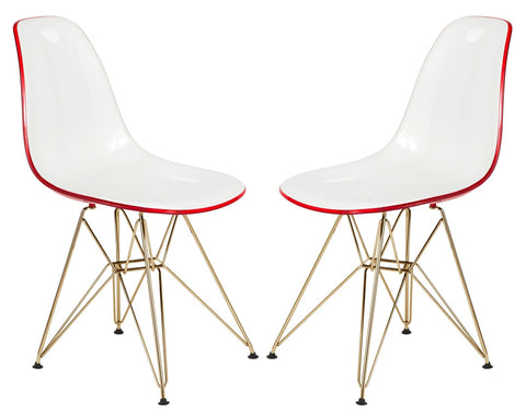 Cresco Modern Molded Eiffel Side Dining Chair with Gold Base Set of 2