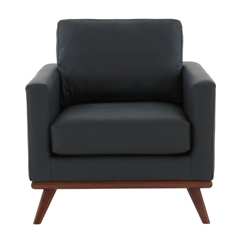 Chester Modern Leather Accent Arm Chair With Birch Wood Base