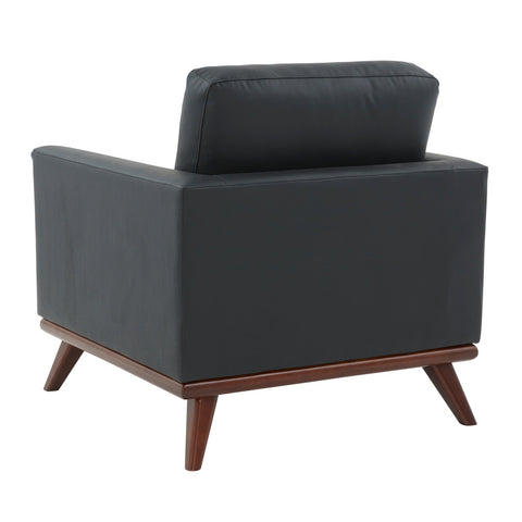 Chester Modern Leather Accent Arm Chair With Birch Wood Base