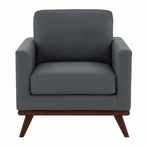 Chester Modern Leather Accent Arm Chair With Birch Wood Base