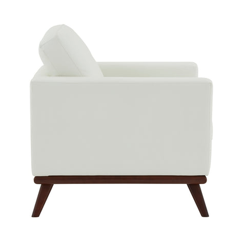 Chester Modern Leather Accent Arm Chair With Birch Wood Base