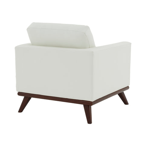 Chester Modern Leather Accent Arm Chair With Birch Wood Base