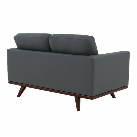 Birch Wood Base Leather Loveseat - Chester Collection