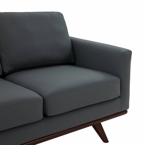 Birch Wood Base Leather Loveseat - Chester Collection