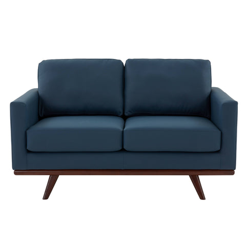 Birch Wood Base Leather Loveseat - Chester Collection