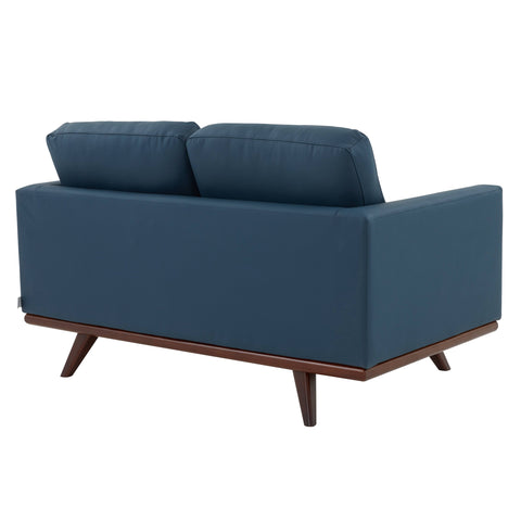 Birch Wood Base Leather Loveseat - Chester Collection