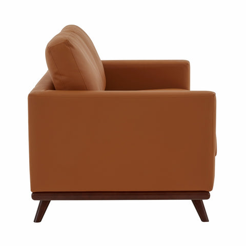 Birch Wood Base Leather Loveseat - Chester Collection