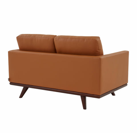 Birch Wood Base Leather Loveseat - Chester Collection