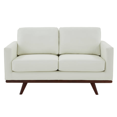 Birch Wood Base Leather Loveseat - Chester Collection