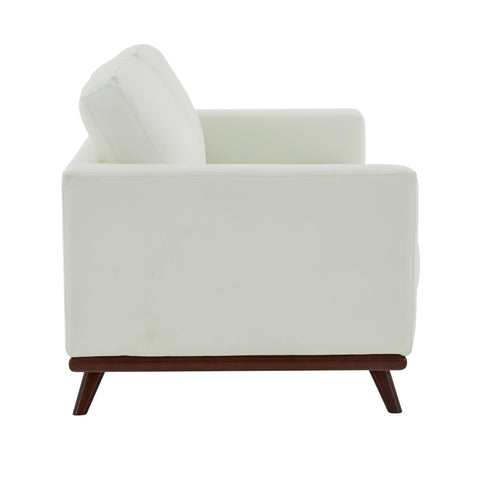 Birch Wood Base Leather Loveseat - Chester Collection