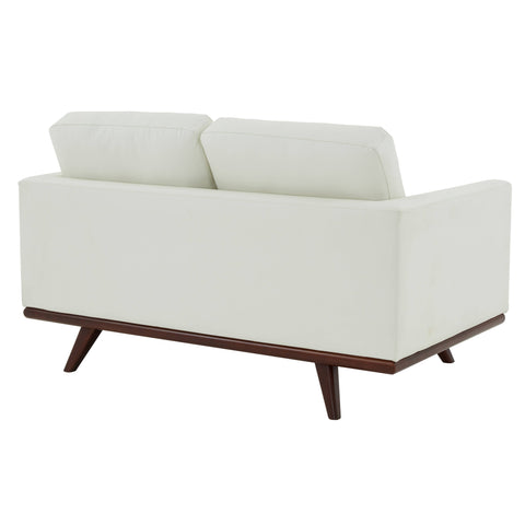 Birch Wood Base Leather Loveseat - Chester Collection