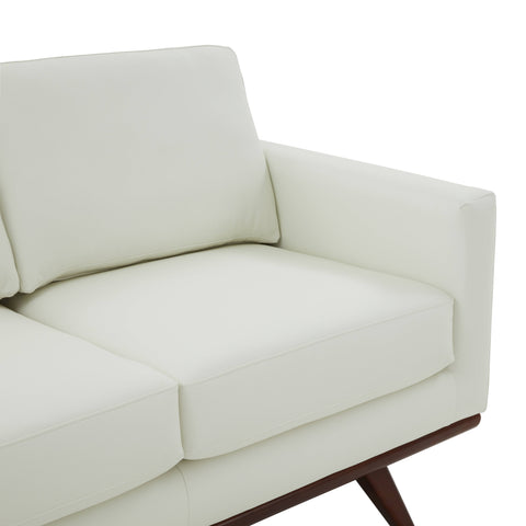 Birch Wood Base Leather Loveseat - Chester Collection