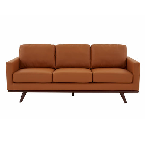 Chester 3-Seater Leather Full Size Sofa in Birch Wood Base