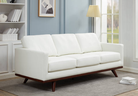 Chester 3-Seater Leather Full Size Sofa in Birch Wood Base