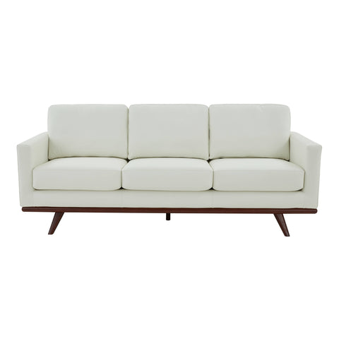 Chester 3-Seater Leather Full Size Sofa in Birch Wood Base