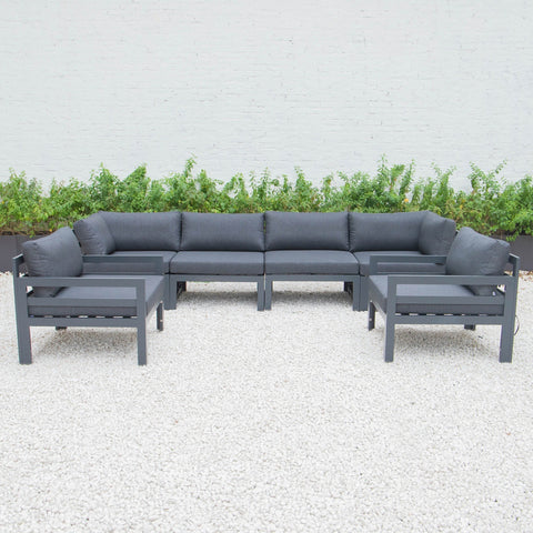 Chelsea 6-Piece Patio Armchair Sectional Black Aluminum With Cushions