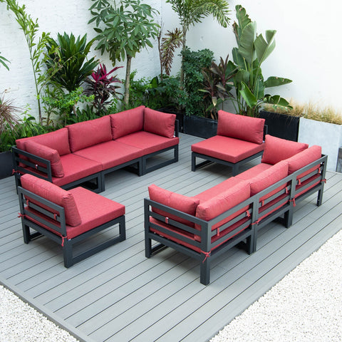 Chelsea 8-Piece Modern Outdoor Patio Sectional Black Aluminum With Cushions