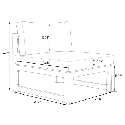 Chelsea 8-Piece Modern Outdoor Patio Sectional Black Aluminum With Cushions