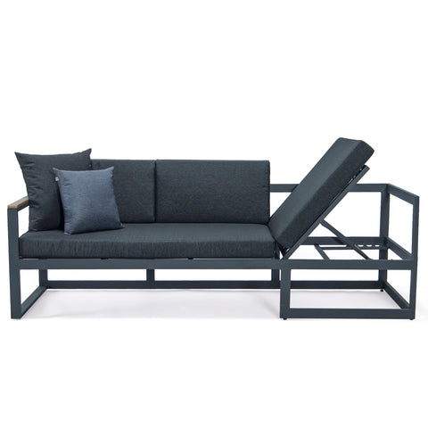 Chelsea Black Sectional With Adjustable Headrest & Coffee Table With Two Tone Cushions