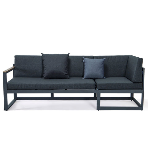 Chelsea Black Sectional With Adjustable Headrest & Coffee Table With Two Tone Cushions