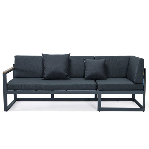 Chelsea Black/White Sectional With Adjustable Headrest & Coffee Table With Cushions