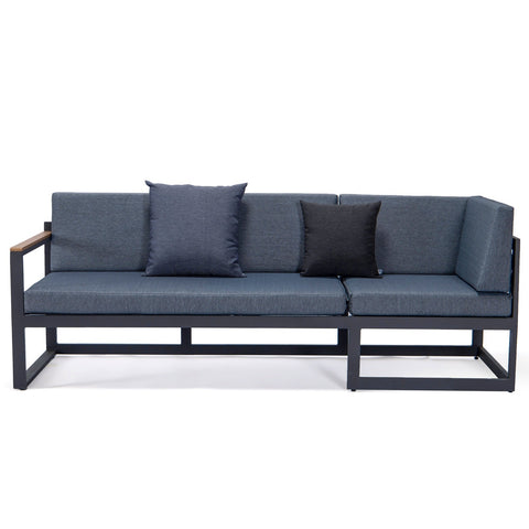 Chelsea Black Sectional With Adjustable Headrest & Coffee Table With Two Tone Cushions