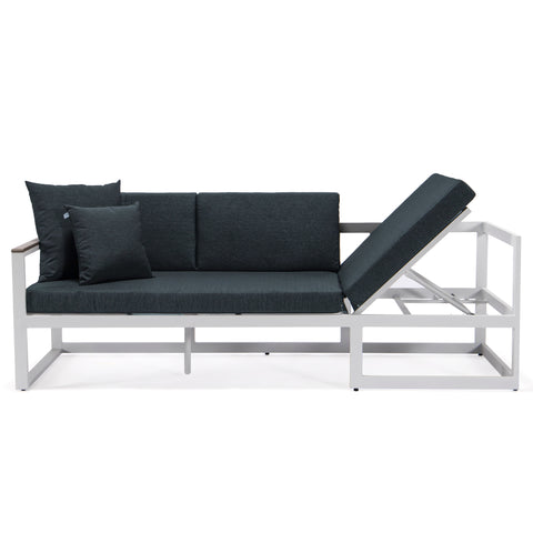 Chelsea Black/White Sectional With Adjustable Headrest & Coffee Table With Cushions