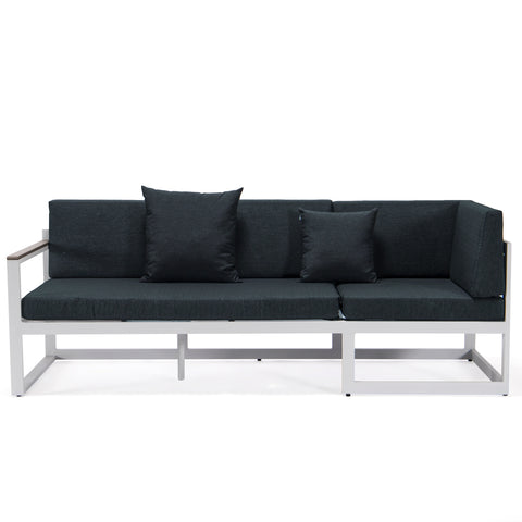 Chelsea Black/White Sectional With Adjustable Headrest & Coffee Table With Cushions