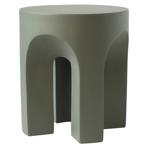 Crus Fiberstone Outdoor Side Table With Arched Base Design