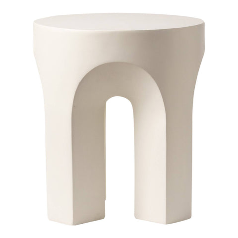 Crus Fiberstone Outdoor Side Table With Arched Base Design