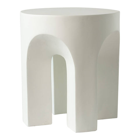 Crus Fiberstone Outdoor Side Table With Arched Base Design