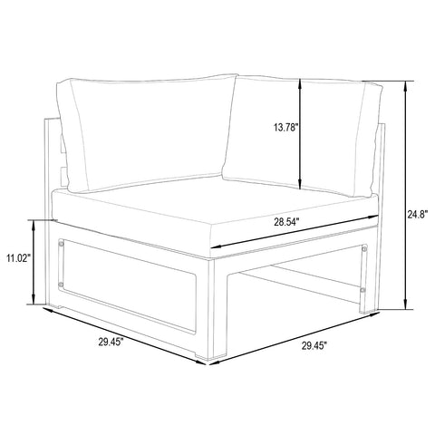 Chelsea 6-Piece Patio Sectional In White Aluminum With Cushions