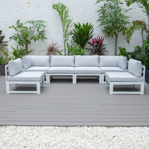 Chelsea 6-Piece Patio Sectional In White Aluminum With Cushions