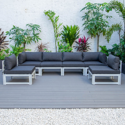 Chelsea 6-Piece Patio Sectional In Weathered Grey Aluminum With Cushions