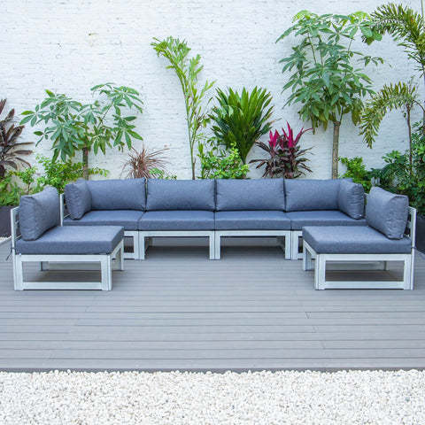 Chelsea 6-Piece Patio Sectional In Weathered Grey Aluminum With Cushions