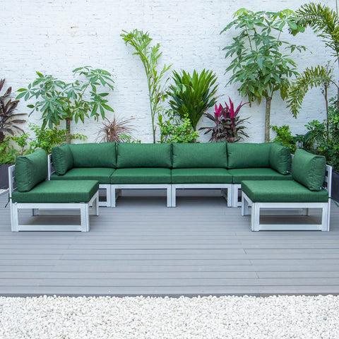 Chelsea 6-Piece Patio Sectional In Weathered Grey Aluminum With Cushions