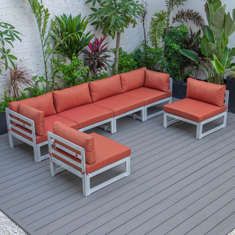 Chelsea 6-Piece Patio Sectional In Weathered Grey Aluminum With Cushions