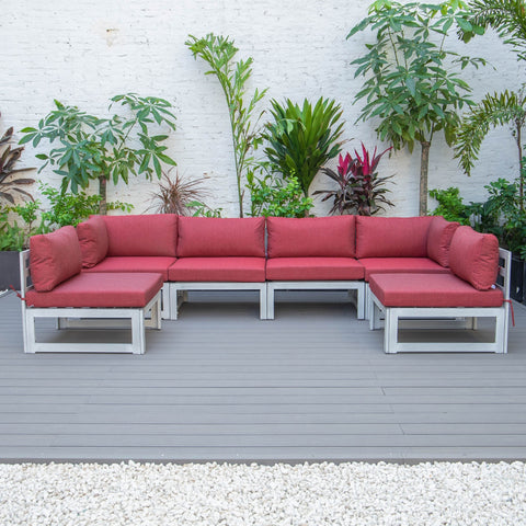 Chelsea 6-Piece Patio Sectional In Weathered Grey Aluminum With Cushions