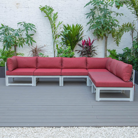 Chelsea 6-Piece Patio Sectional In Weathered Grey Aluminum With Cushions