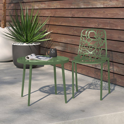 Devon Stackable Aluminum Outdoor Dining Chairs with Flower Design